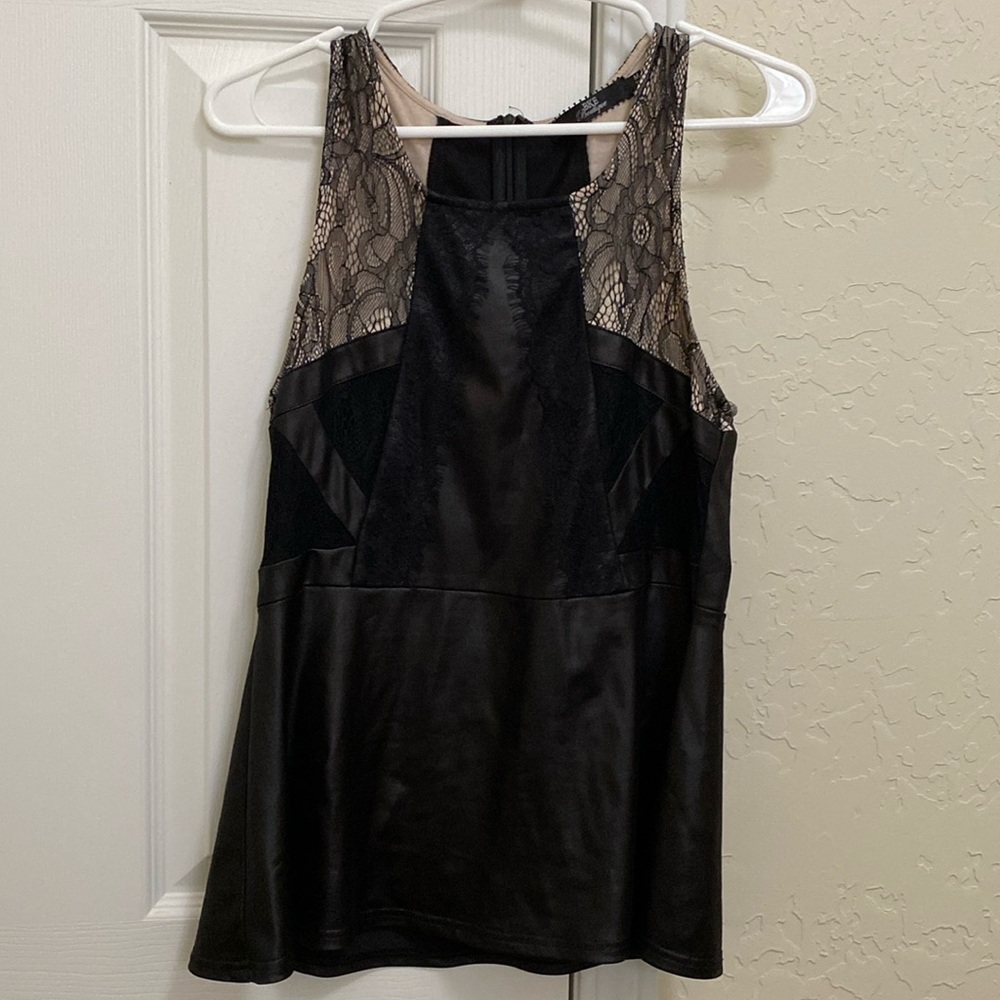 Black faux leather top